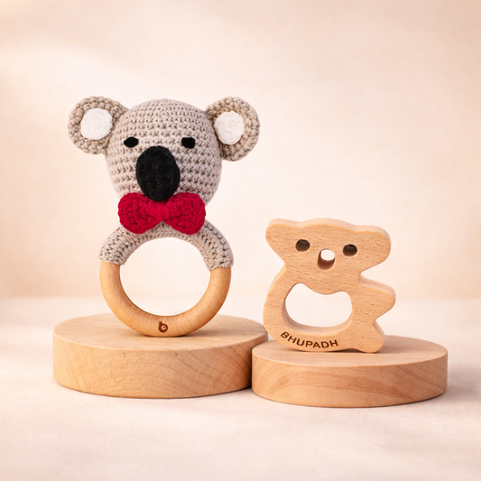 Bhupadh Koala Crochet Rattle with Wooden Teether