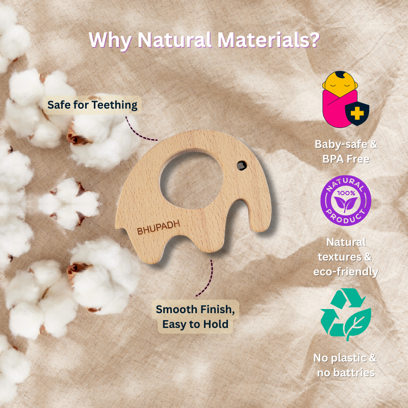 Bhupadh Elephant Crochet Rattle with Wooden Teether