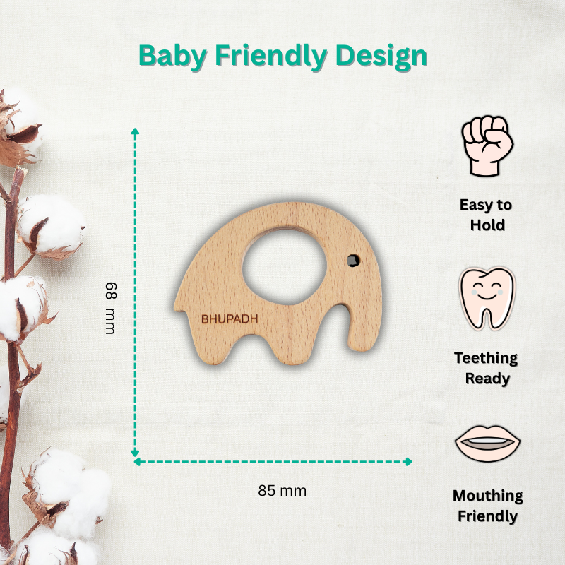Bhupadh Elephant Crochet Rattle with Wooden Teether
