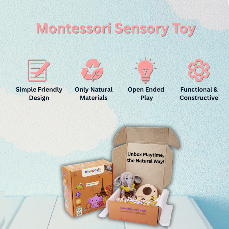 Bhupadh Elephant Crochet Rattle with Wooden Teether