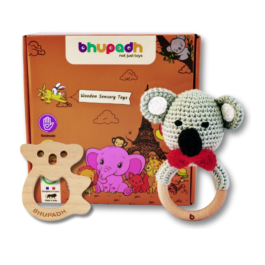 Bhupadh Koala Crochet Rattle with Wooden Teether