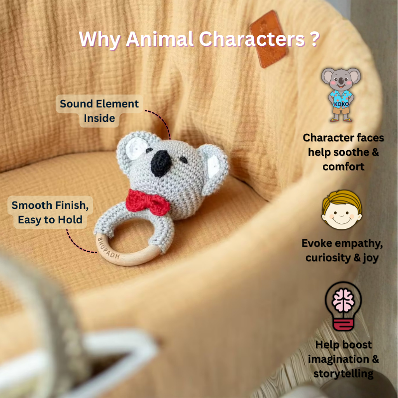 Bhupadh Koala Crochet Rattle with Wooden Teether