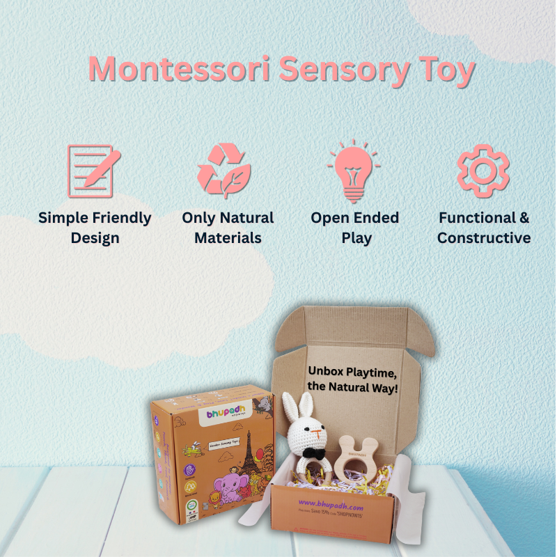 Bhupadh Rabbit Crochet Rattle with Wooden Teether